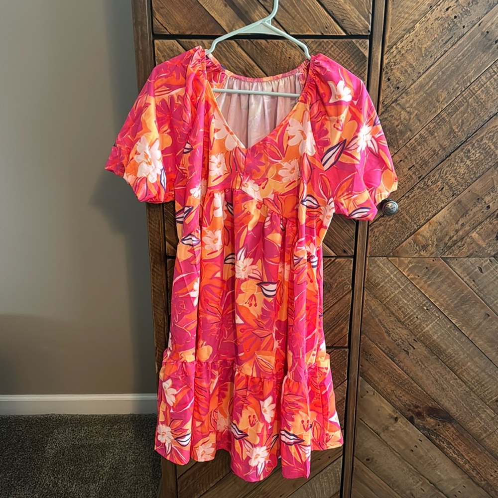 TikTok shop, multi-colored dress.